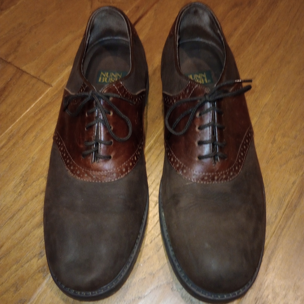 Nunn Bush Brown Leather Oxford Shoes Nubuck & Smooth Nonskid Soles Men's 11